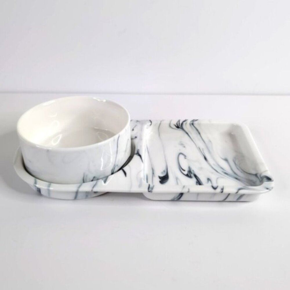 Stokes Marble Porcelain Glam Chic Sleek Minimalist Dipping Serving Platter